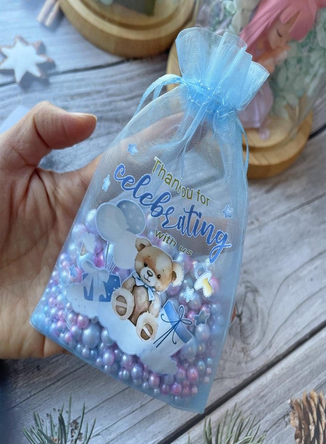 LXKBD 50PCS Organza Bags for Baby Shower Party Favor,4x6 Inch Small Blue Sheer Drawstring Mesh Pouch for Boy Birthday Gift Bag - Image 4